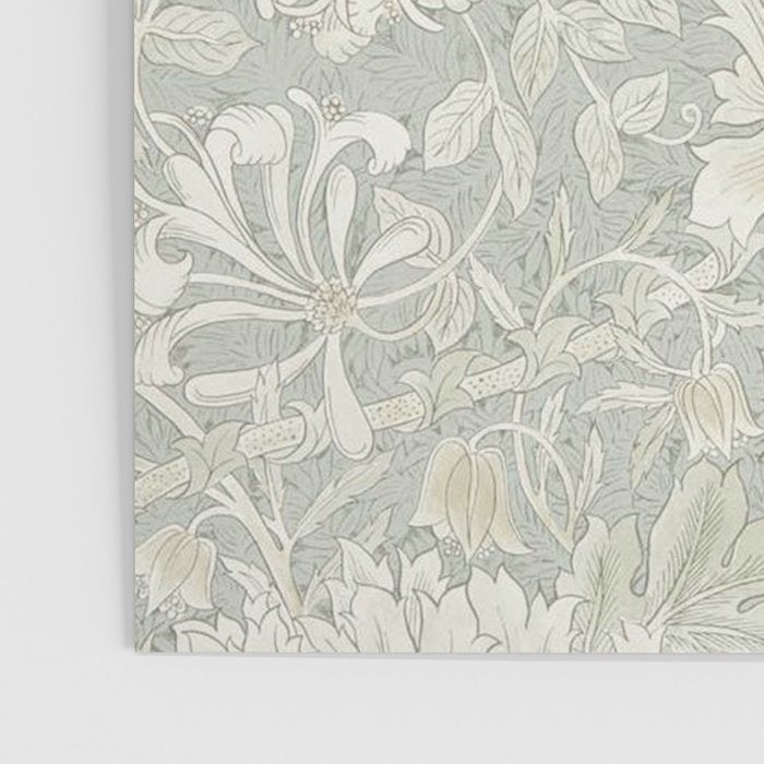 William Morris Honeysuckle & Tulip Pale Grey Blue Floral Poster Gallery Image 3
