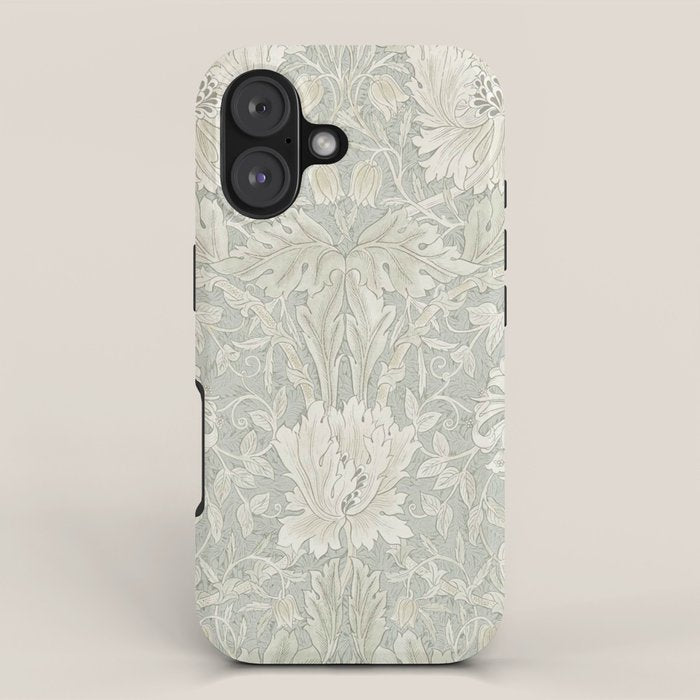 William Morris Honeysuckle & Tulip Pale Grey Blue Floral iPhone Case Gallery Image 1