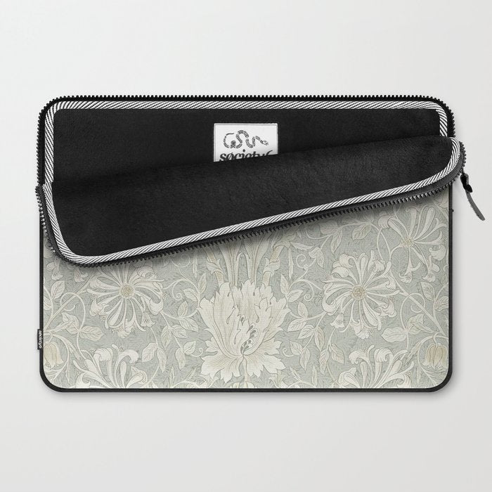 William Morris Honeysuckle & Tulip Pale Grey Blue Floral Laptop Sleeve Gallery Image 2