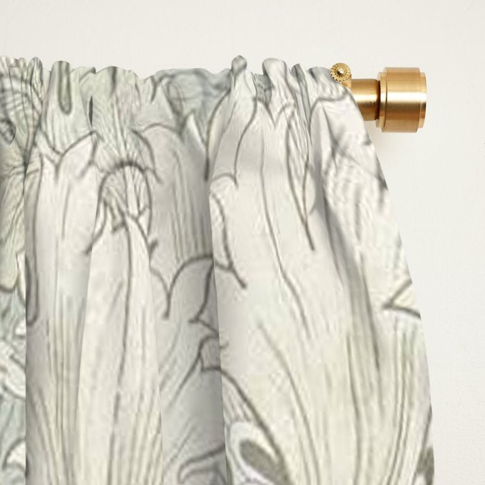 William Morris Honeysuckle & Tulip Pale Grey Blue Floral Window Curtain Gallery Image 2