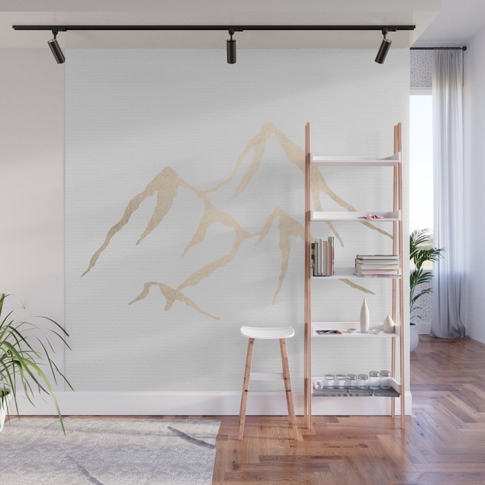 Adventure White Gold Mountains Wall Mural Gallery Image 1