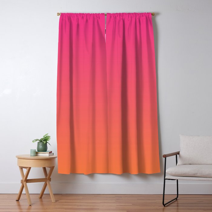 Gradient Fade Hot Pink to Orange Ombré Window Curtain Gallery Image 5