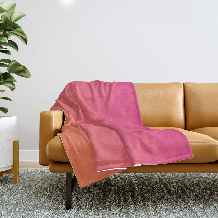 Gradient Fade Hot Pink to Orange Ombré Throw Blanket Gallery Image 1