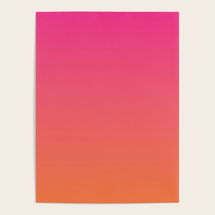 Gradient Fade Hot Pink to Orange Ombré Poster Gallery Image 1