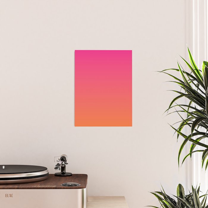 Gradient Fade Hot Pink to Orange Ombré Poster Gallery Image 2