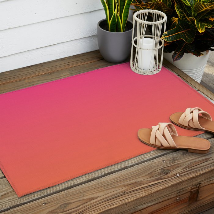 Gradient Fade Hot Pink to Orange Ombré Outdoor Rug Gallery Image 2