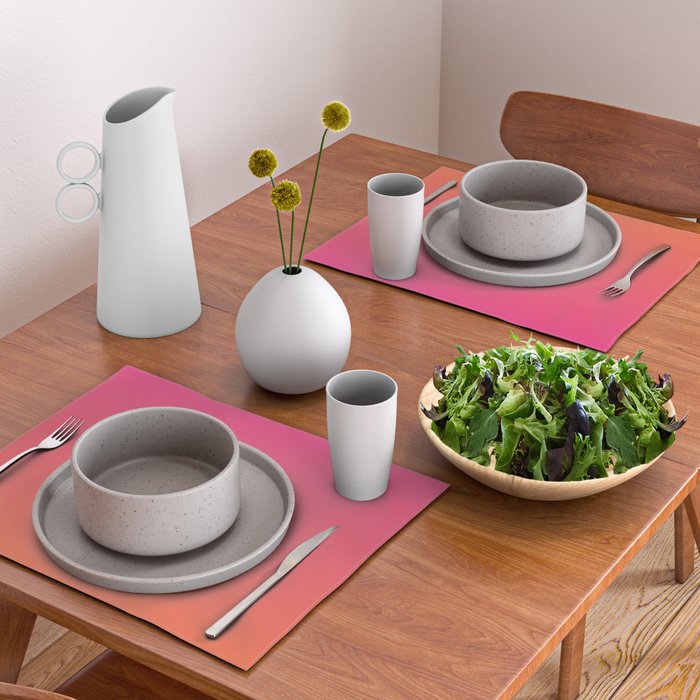 Gradient Fade Hot Pink to Orange Ombré Placemat Gallery Image 2
