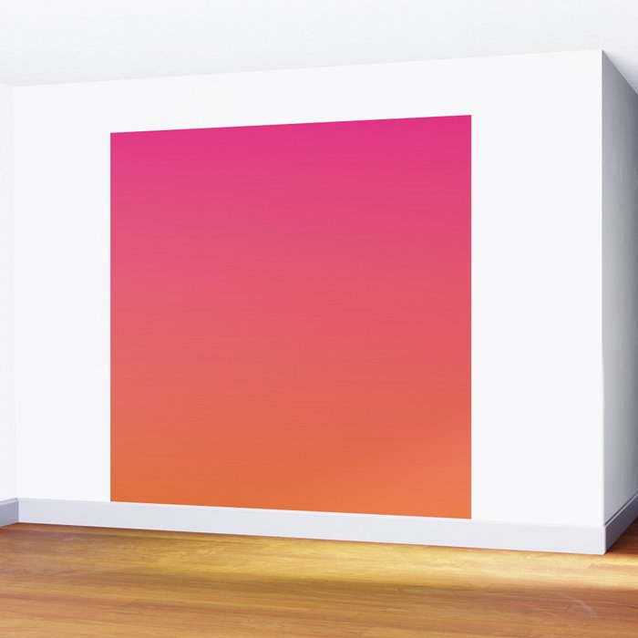 Gradient Fade Hot Pink to Orange Ombré Wall Mural Gallery Image 2