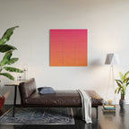 Gradient Fade Hot Pink to Orange Ombré Wood Wall Art Gallery Image 2