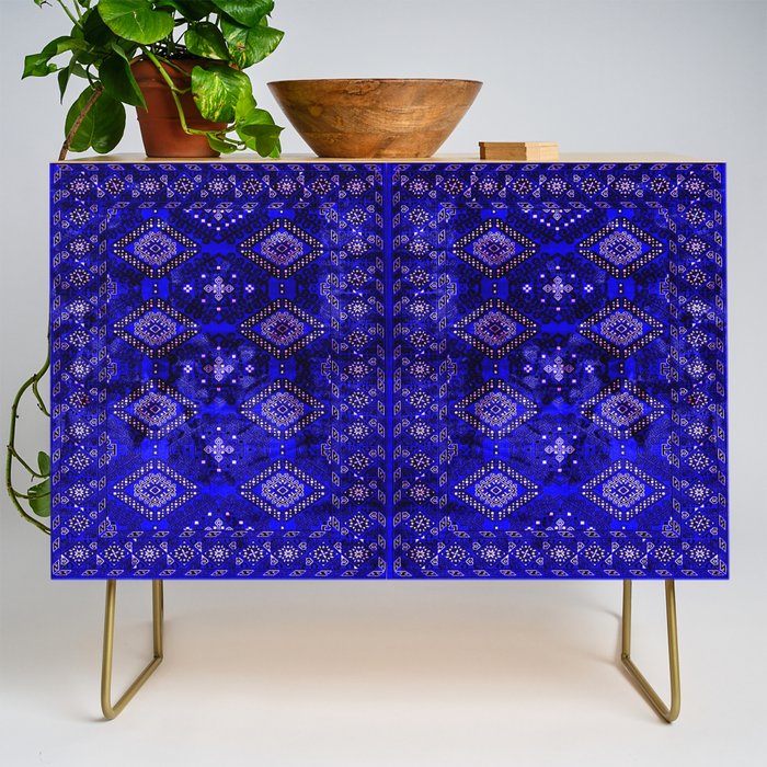 Oriental Opulence: Royal Blue Velvet Moroccan Majesty Credenza Gallery Image 1