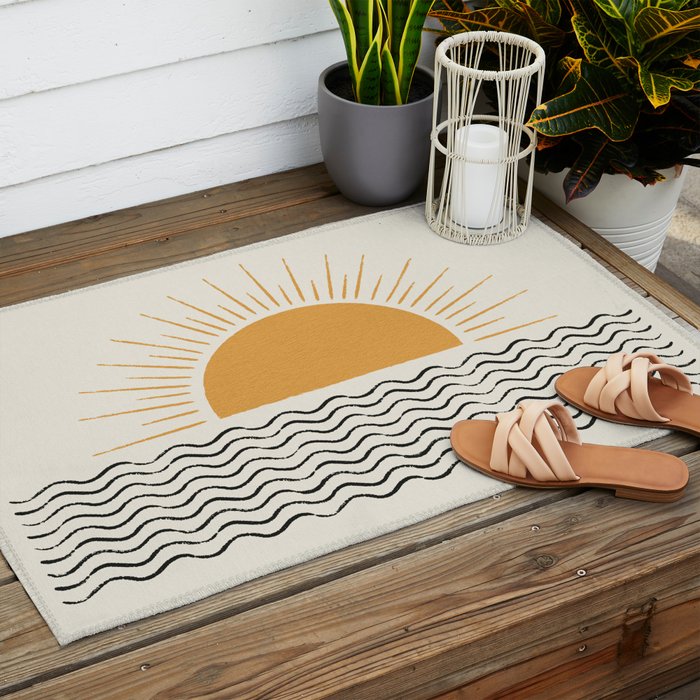 Sunrise Ocean -  Mid Century Modern Style Outdoor Rug Gallery Image 2