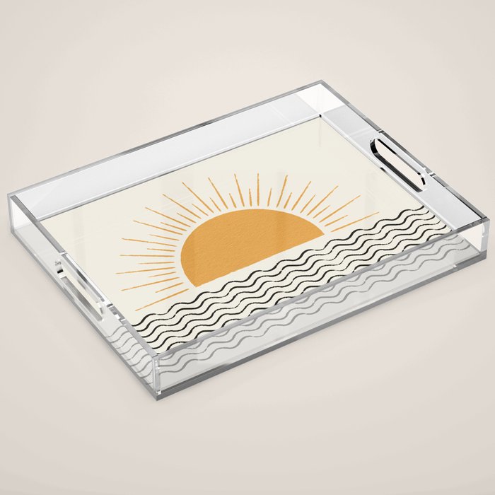 Sunrise Ocean -  Mid Century Modern Style Acrylic Tray Gallery Image 1