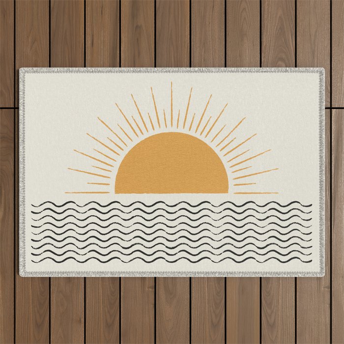 Sunrise Ocean -  Mid Century Modern Style Outdoor Rug Gallery Image 1