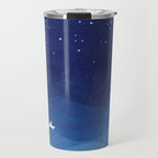 Lighthouse & the paper boat, blue ocean Travel Mug Gallery Image 1
