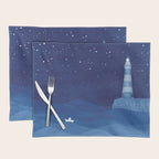 Lighthouse & the paper boat, blue ocean Placemat Gallery Image 1