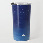 Lighthouse & the paper boat, blue ocean Travel Mug Gallery Image 3