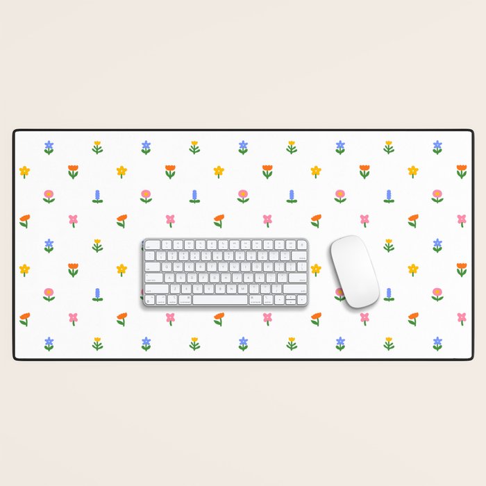 Colorful spring flower art pattern Desk Mat Gallery Image 1