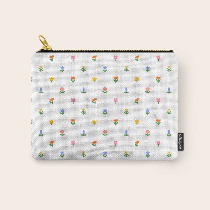 Colorful spring flower art pattern Carry All Pouch Gallery Image 1
