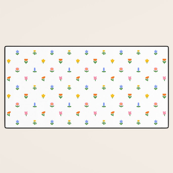Colorful spring flower art pattern Desk Mat Gallery Image 3