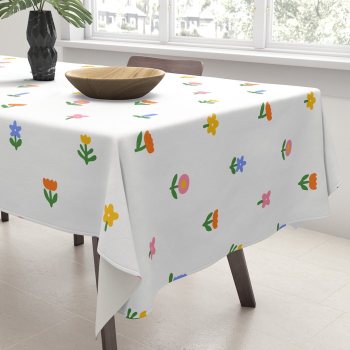 Colorful spring flower art pattern Tablecloth Gallery Image 3