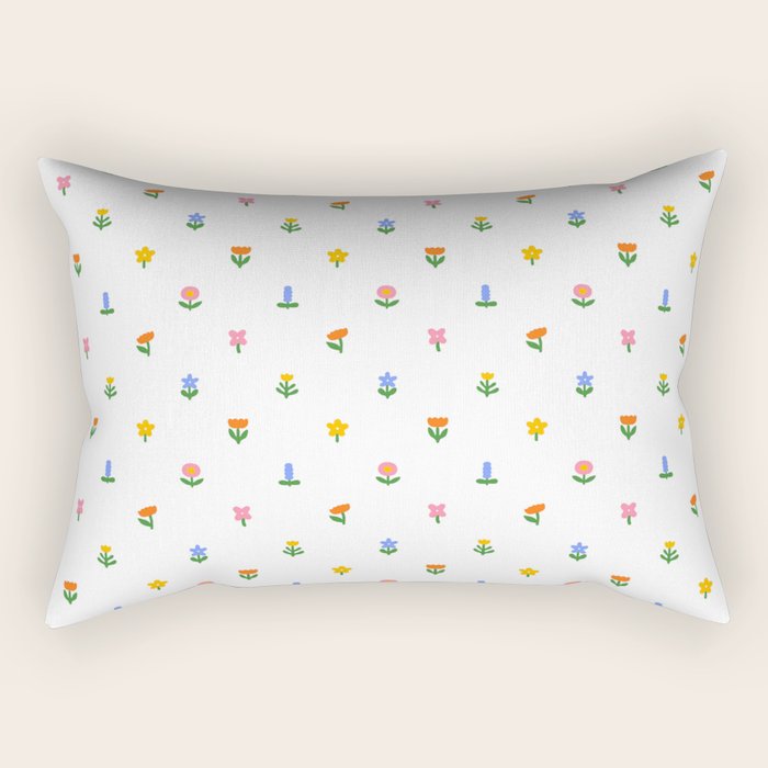 Colorful spring flower art pattern Rectangular Pillow Gallery Image 2