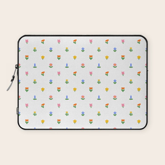 Colorful spring flower art pattern Laptop Sleeve Gallery Image 1