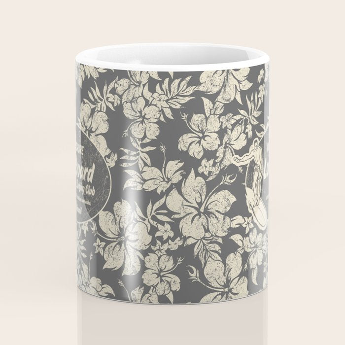 Club Surfing Longboard Logo and Hibiscus Hawaiian Print  Coffee Mug Gallery Image 4