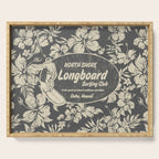 Club Surfing Longboard Logo and Hibiscus Hawaiian Print  Serving Tray Gallery Image 1