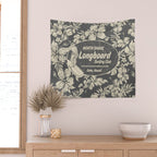 Club Surfing Longboard Logo and Hibiscus Hawaiian Print  Wall Tapestry Gallery Image 2