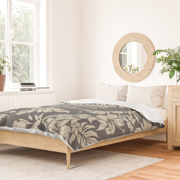 Club Surfing Longboard Logo and Hibiscus Hawaiian Print  Duvet Cover Gallery Image 2