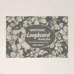 Club Surfing Longboard Logo and Hibiscus Hawaiian Print  Welcome Mat Gallery Image 1