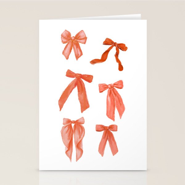 Vibrant Red Watercolor Bow  Stationery Card Gallery Image 1
