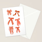 Vibrant Red Watercolor Bow  Stationery Card Gallery Image 2