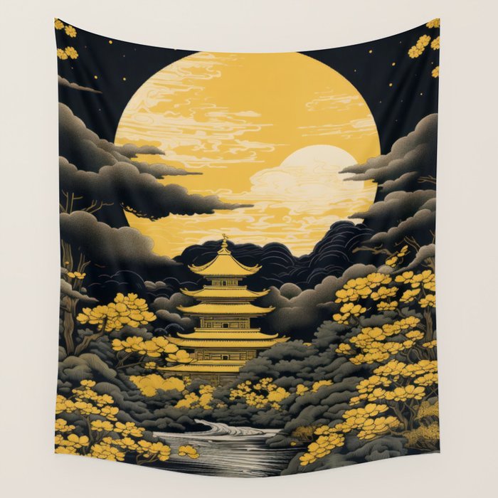 Golden Pagoda Wall Tapestry Gallery Image 1