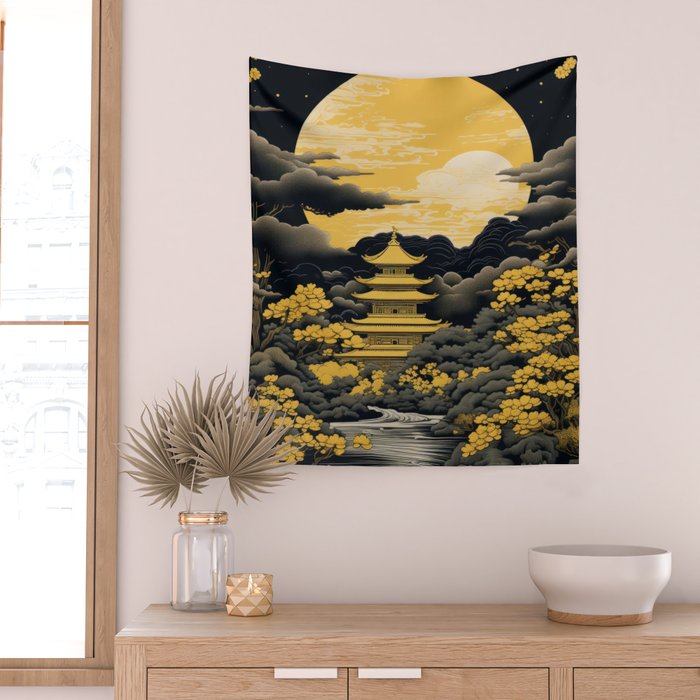 Golden Pagoda Wall Tapestry Gallery Image 2