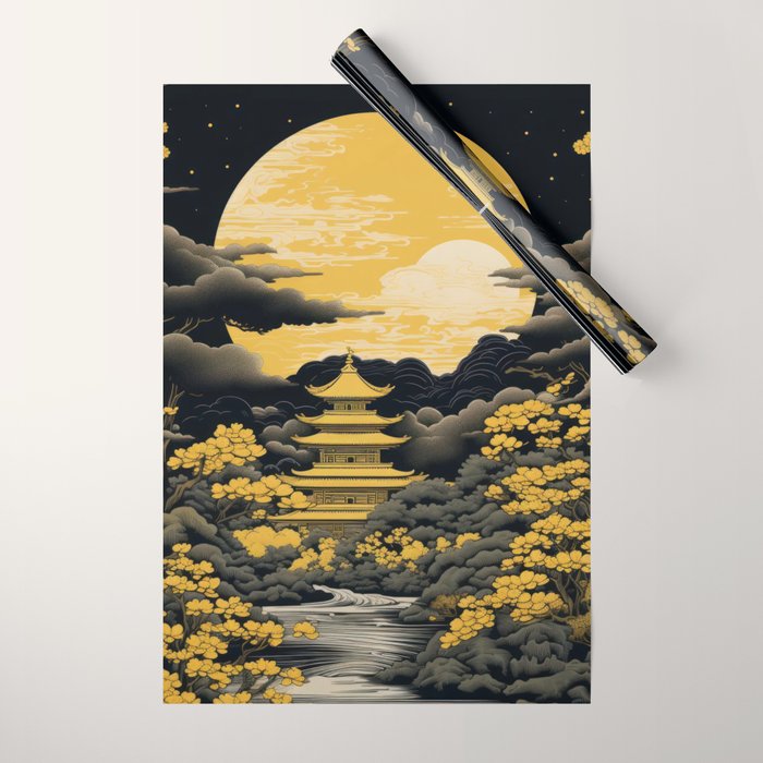 Golden Pagoda Wrapping Paper Gallery Image 1