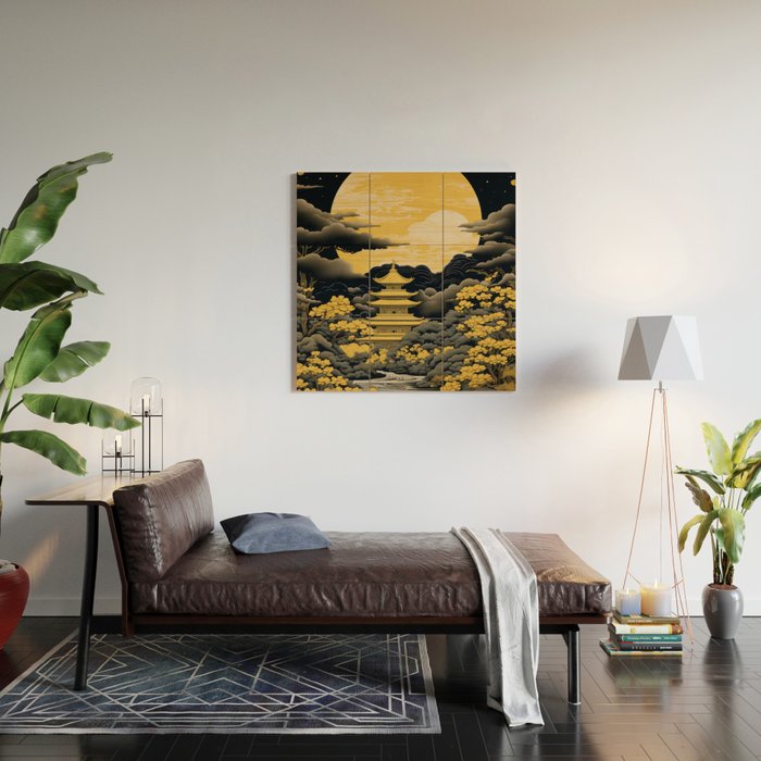 Golden Pagoda Wood Wall Art Gallery Image 2