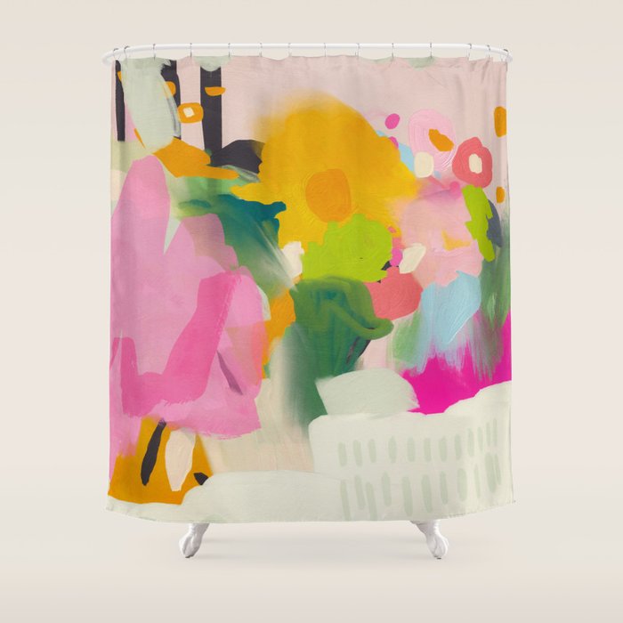 floral color study abstract art Shower Curtain Gallery Image 1