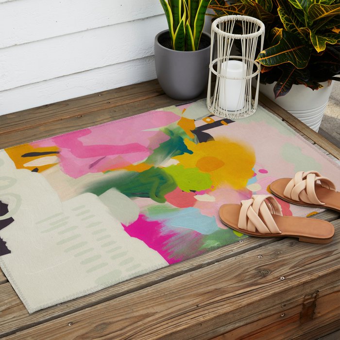 floral color study abstract art Outdoor Rug Gallery Image 2