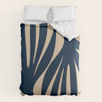 Abstract Minimalist Maldives Leaves Pattern in Mid Century Modern Navy Blue and Beige Comforter Gallery Image 6