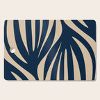 Abstract Minimalist Maldives Leaves Pattern in Mid Century Modern Navy Blue and Beige Cutting Board Gallery Image 1