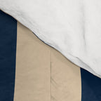 Abstract Minimalist Maldives Leaves Pattern in Mid Century Modern Navy Blue and Beige Comforter Gallery Image 4
