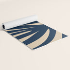 Abstract Minimalist Maldives Leaves Pattern in Mid Century Modern Navy Blue and Beige Yoga Mat Gallery Image 2