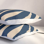 Abstract Minimalist Maldives Leaves Pattern in Mid Century Modern Navy Blue and Beige Pillow Sham Gallery Image 3