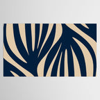 Abstract Minimalist Maldives Leaves Pattern in Mid Century Modern Navy Blue and Beige Tablecloth Gallery Image 2