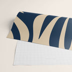 Abstract Minimalist Maldives Leaves Pattern in Mid Century Modern Navy Blue and Beige Wrapping Paper Gallery Image 2