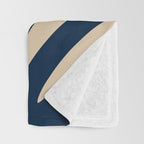 Abstract Minimalist Maldives Leaves Pattern in Mid Century Modern Navy Blue and Beige Throw Blanket Gallery Image 3