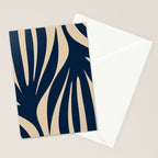 Abstract Minimalist Maldives Leaves Pattern in Mid Century Modern Navy Blue and Beige Stationery Card Gallery Image 2