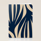 Abstract Minimalist Maldives Leaves Pattern in Mid Century Modern Navy Blue and Beige Stationery Card Gallery Image 2