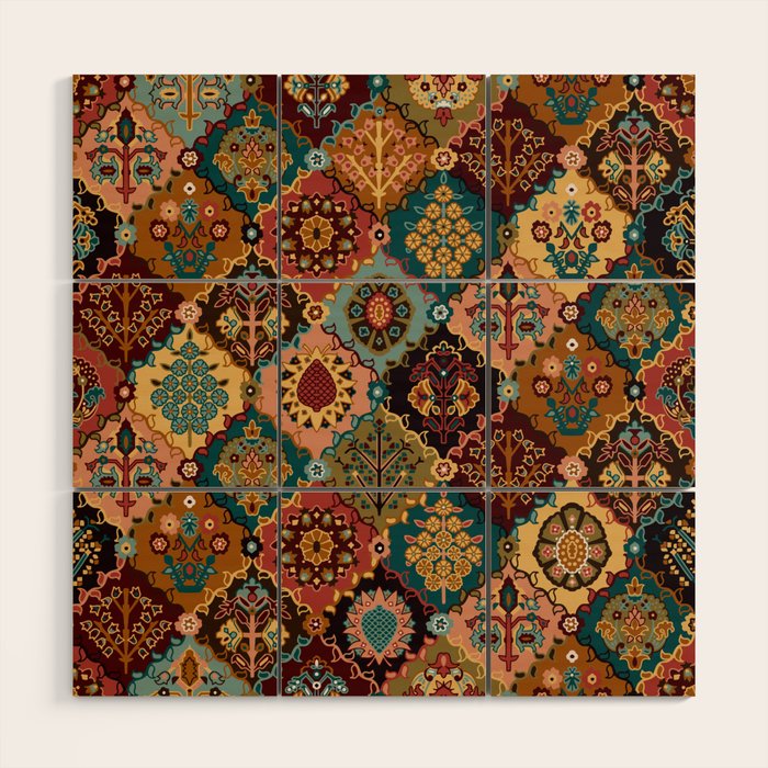 Oriental granny squares Wood Wall Art Gallery Image 1